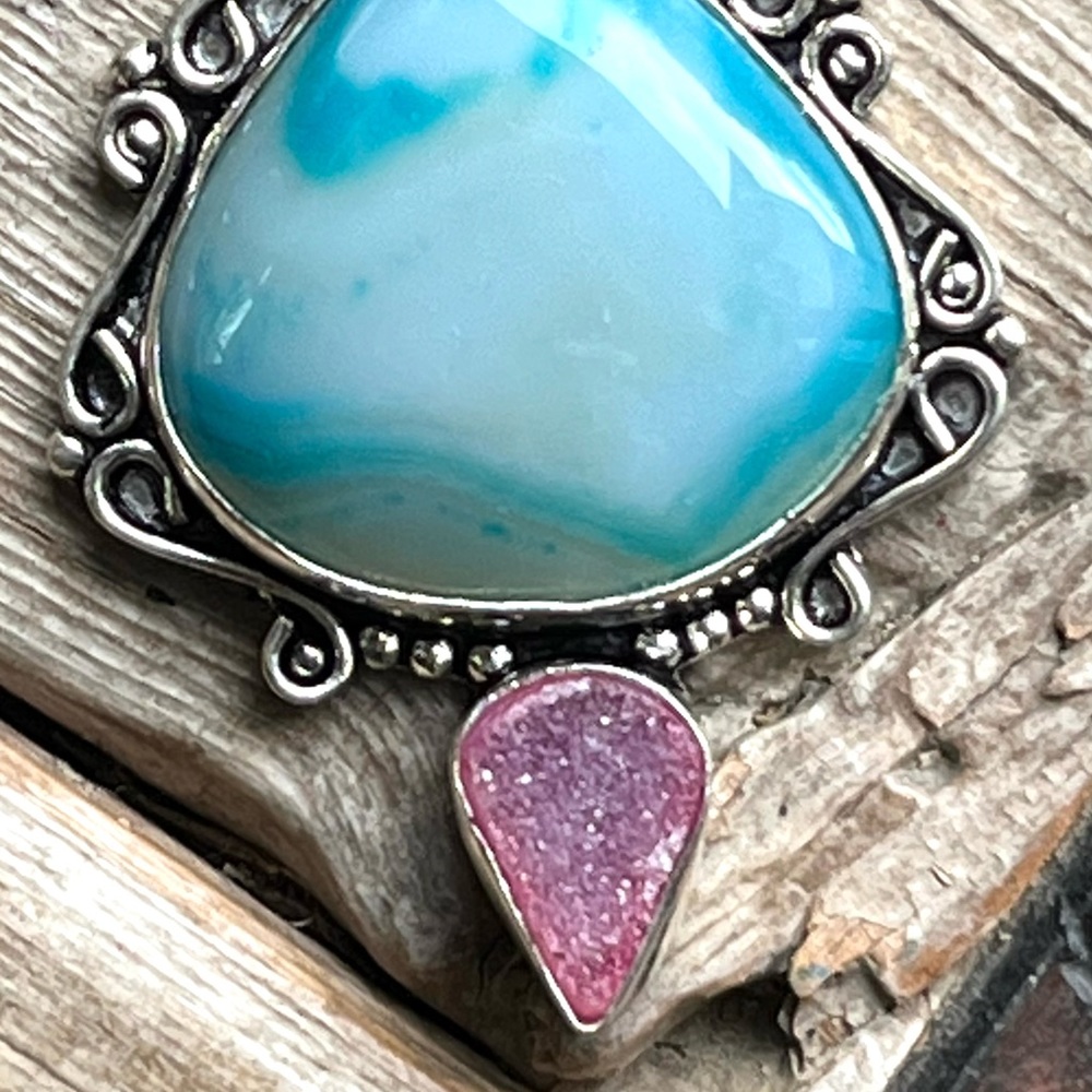 Agate, Druzy, Labradorite Pendant